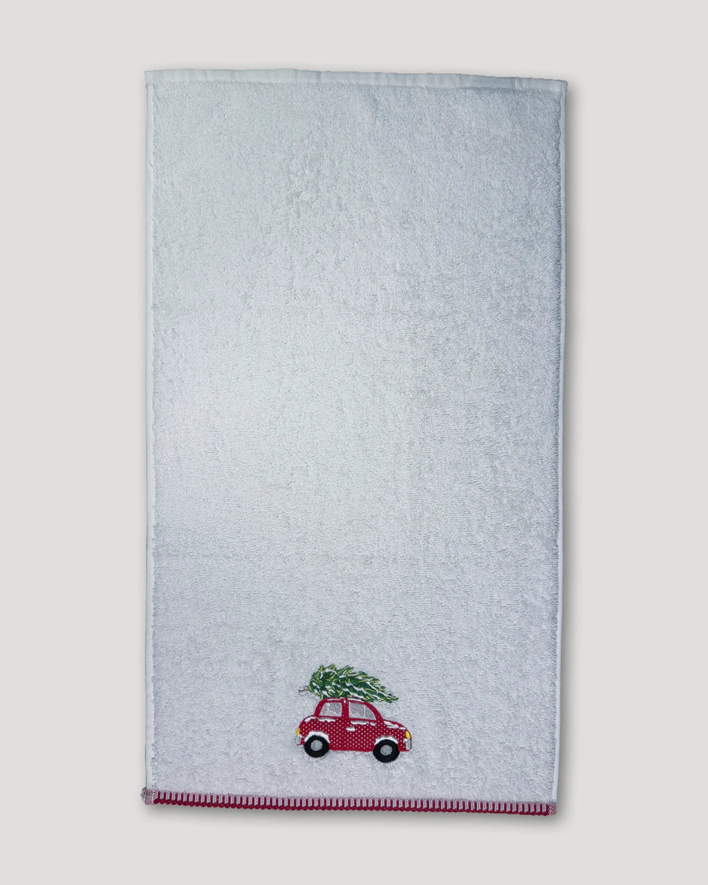 Weihnachtshandtücher – 2er-Set, weiss mit Auto-und-Tannenbaum-Motiv