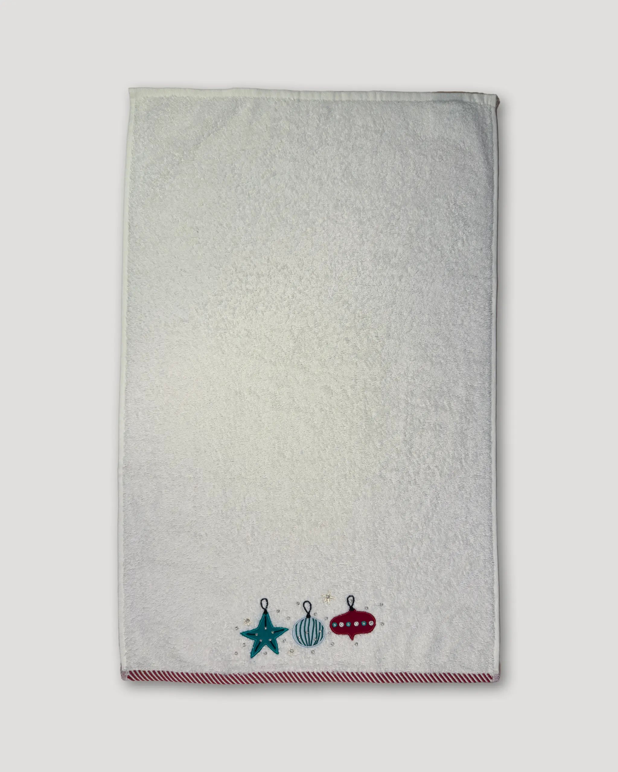 Weihnachtshandtücher – 2er-Set, weiss mit Baumschmuck-Stickerei