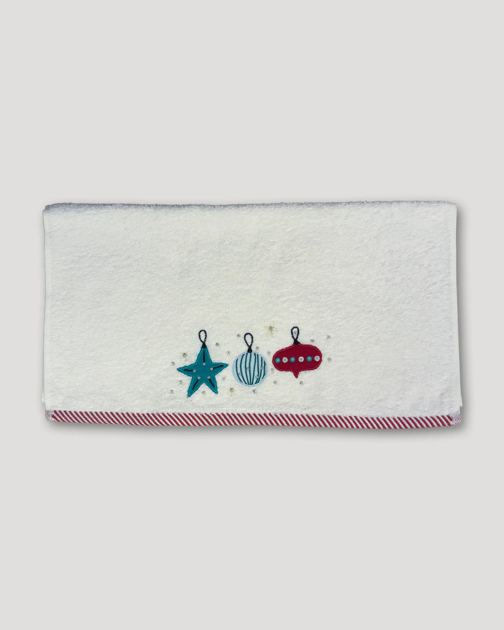 Weihnachtshandtücher – 2er-Set, weiss mit Baumschmuck-Stickerei