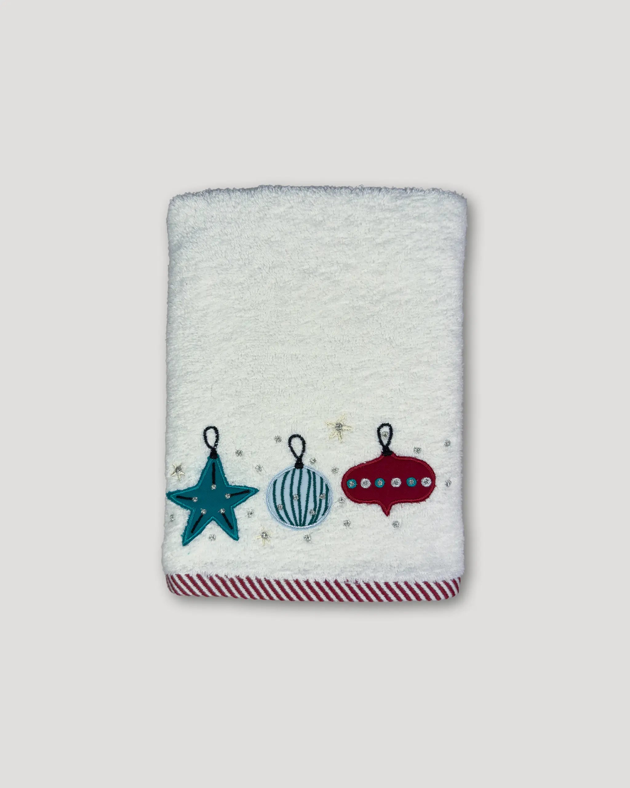 Weihnachtshandtücher – 2er-Set, weiss mit Baumschmuck-Stickerei