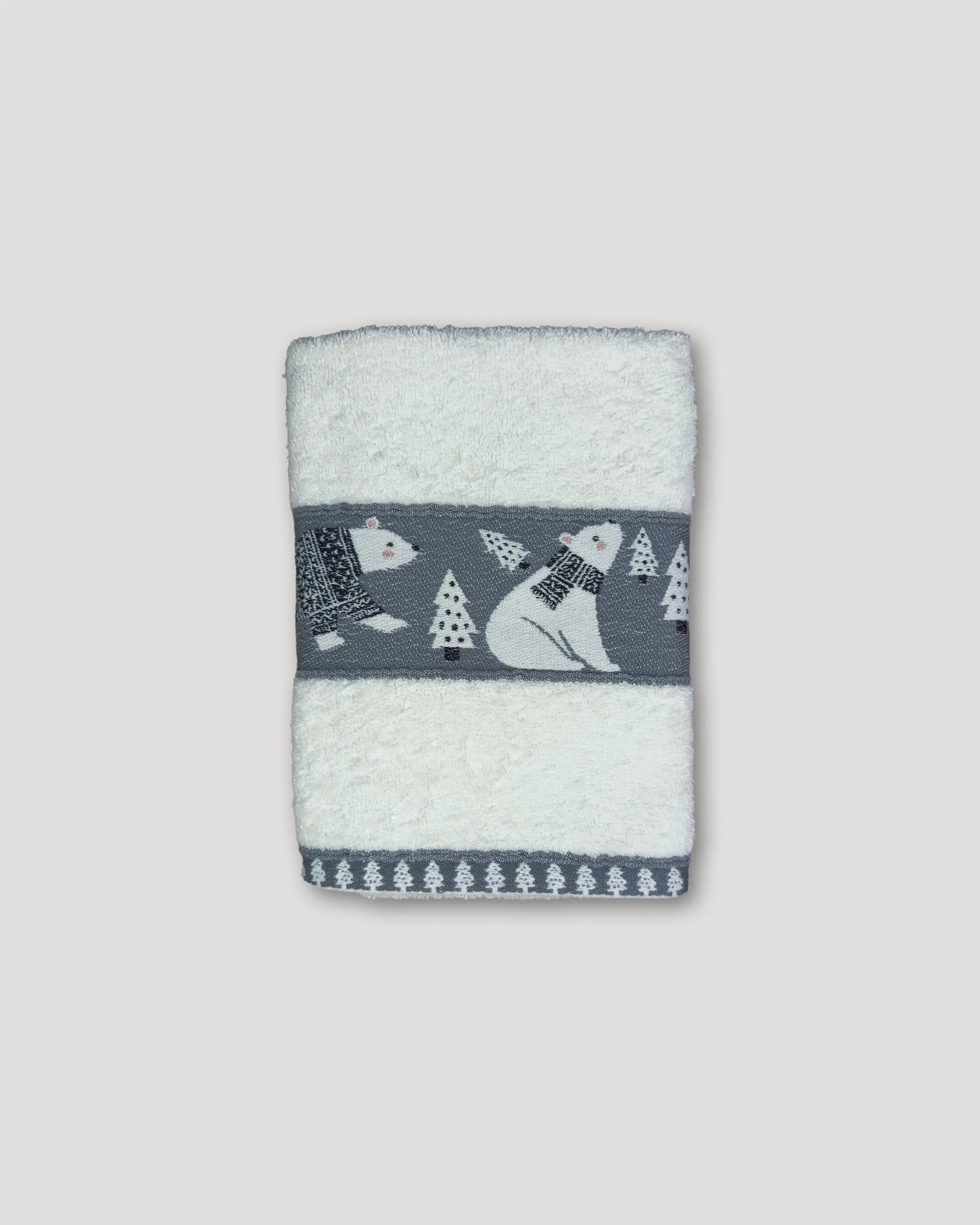 Weihnachtshandtücher – 2er-Set, weiss mit Eisbärbordüre