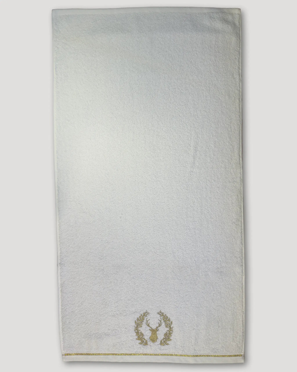 Weihnachtshandtuch – 2er-Set, weiss mit goldener Hirsch-Stick