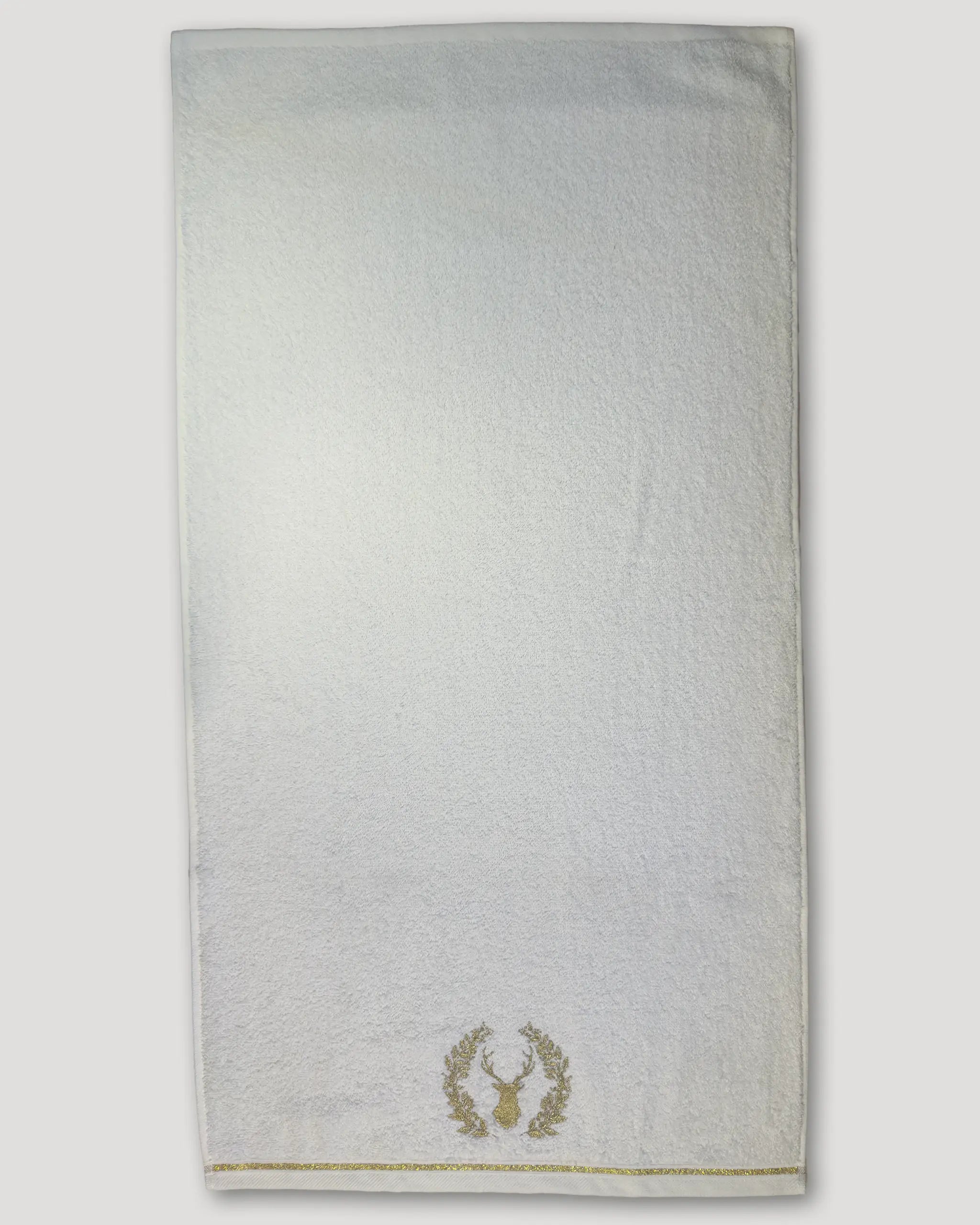 Weihnachtshandtuch – 2er-Set, weiss mit goldener Hirsch-Stick