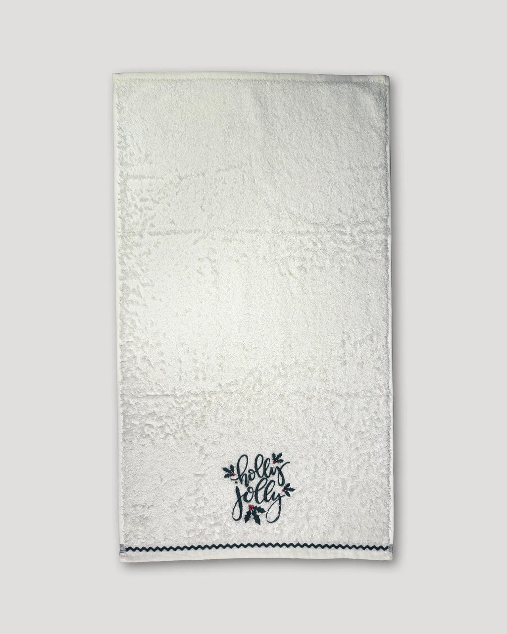 Weihnachtshandtücher – 2er-Set, weiss mit Stickerei "holly jolly"