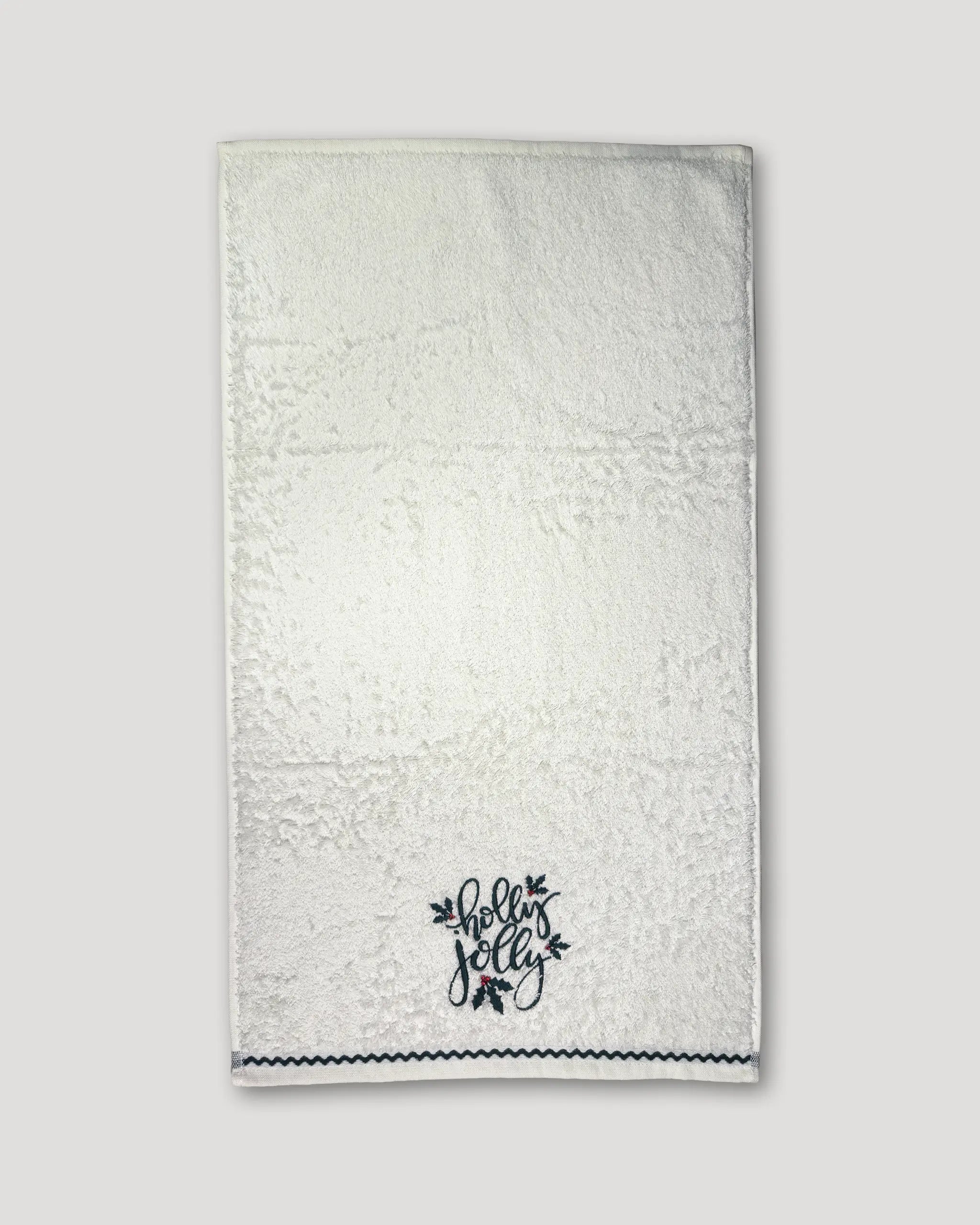 Weihnachtshandtücher – 2er-Set, weiss mit Stickerei "holly jolly"