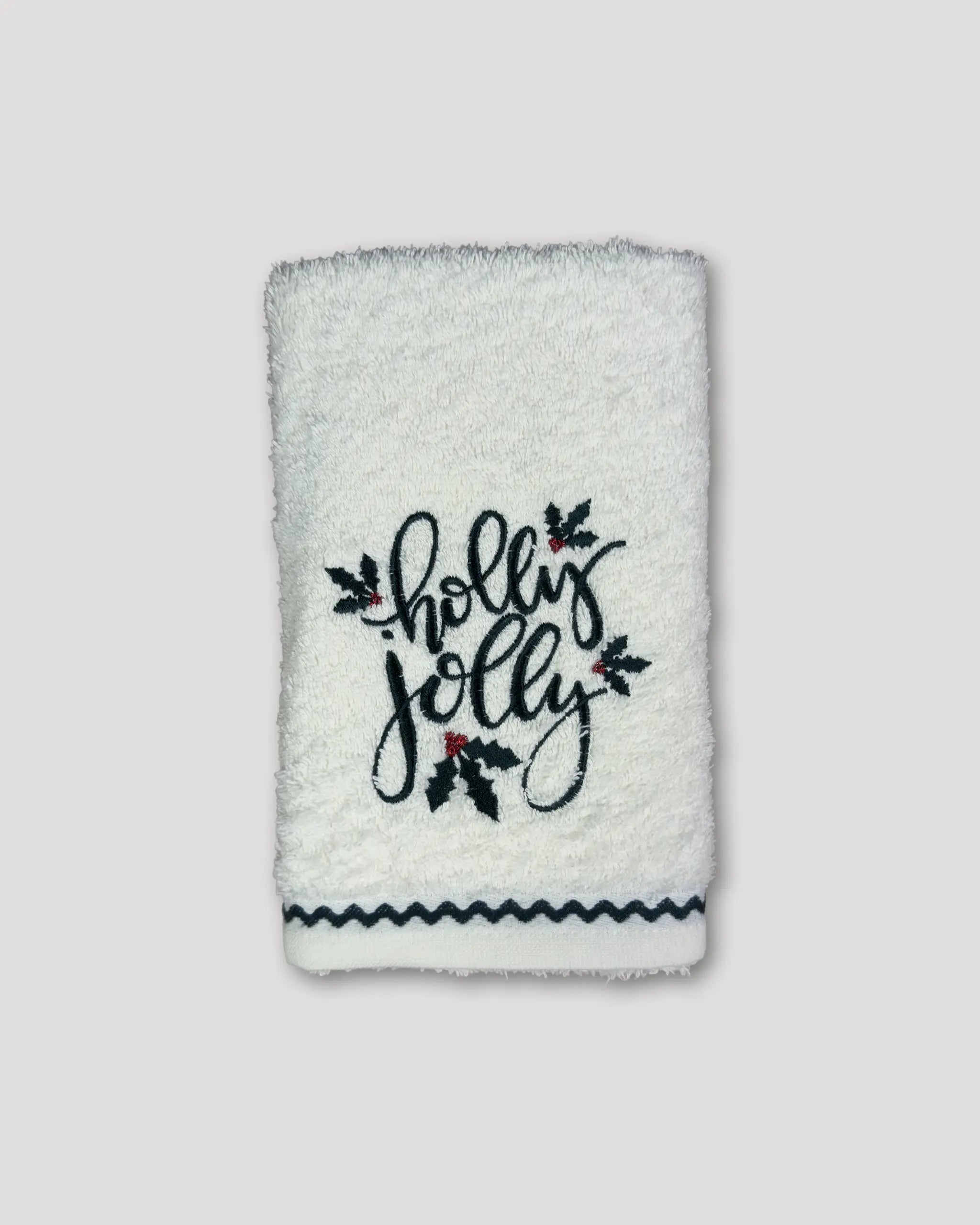 Weihnachtshandtücher – 2er-Set, weiss mit Stickerei "holly jolly"