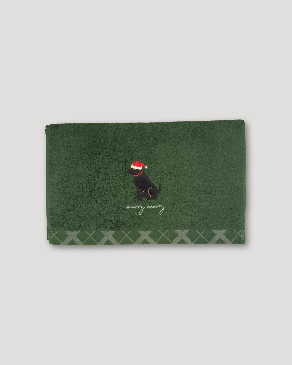 Weihnachtshandtücher – 2er-Set, grün mit Hundemotiv