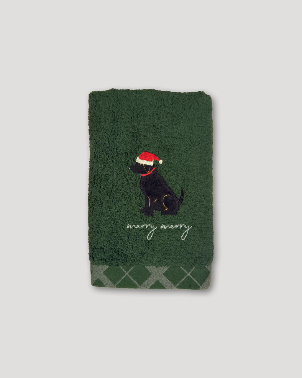 Weihnachtshandtücher – 2er-Set, grün mit Hundemotiv