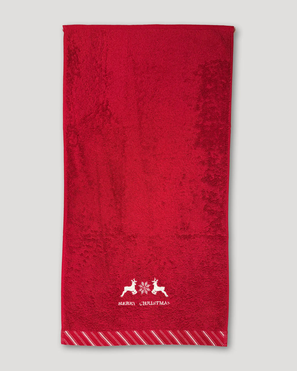 Weihnachtshandtücher – 2er-Set, rot mit Rentier-Stick