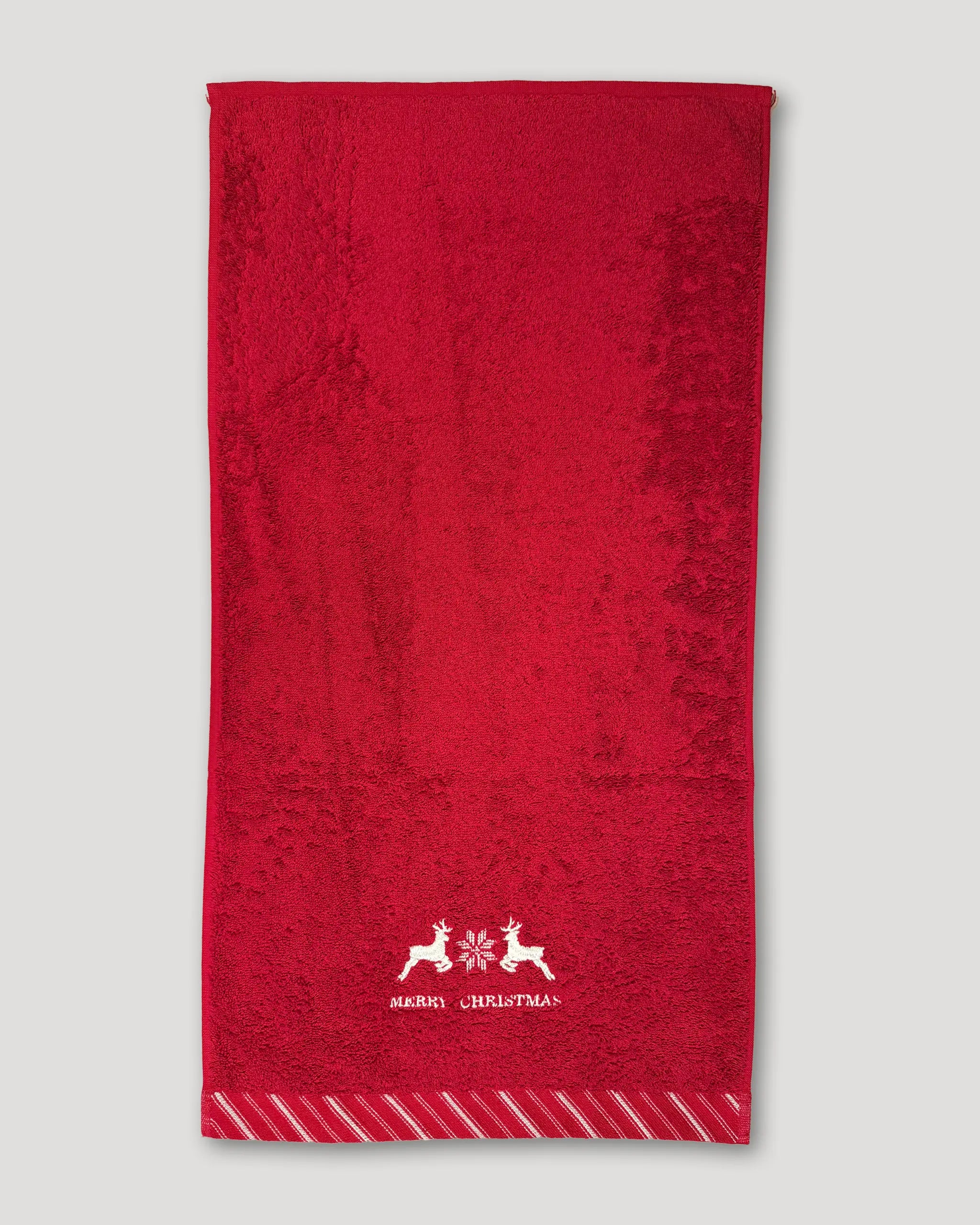 Weihnachtshandtücher – 2er-Set, rot mit Rentier-Stick