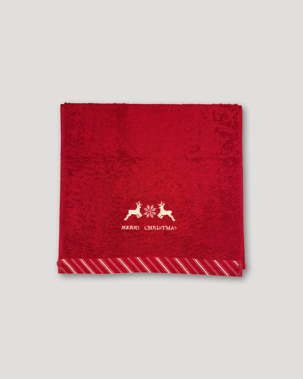 Weihnachtshandtücher – 2er-Set, rot mit Rentier-Stick