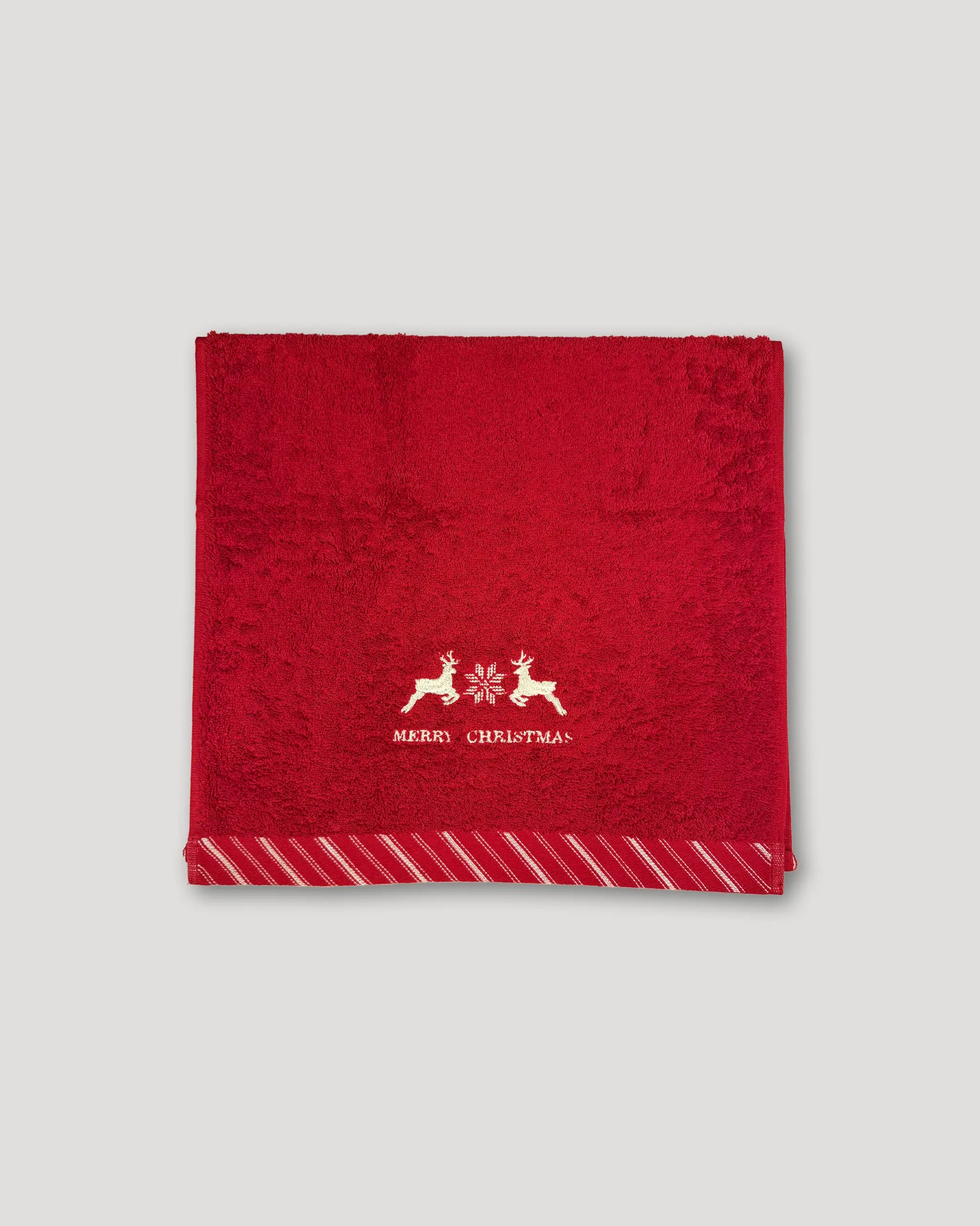 Weihnachtshandtücher – 2er-Set, rot mit Rentier-Stick