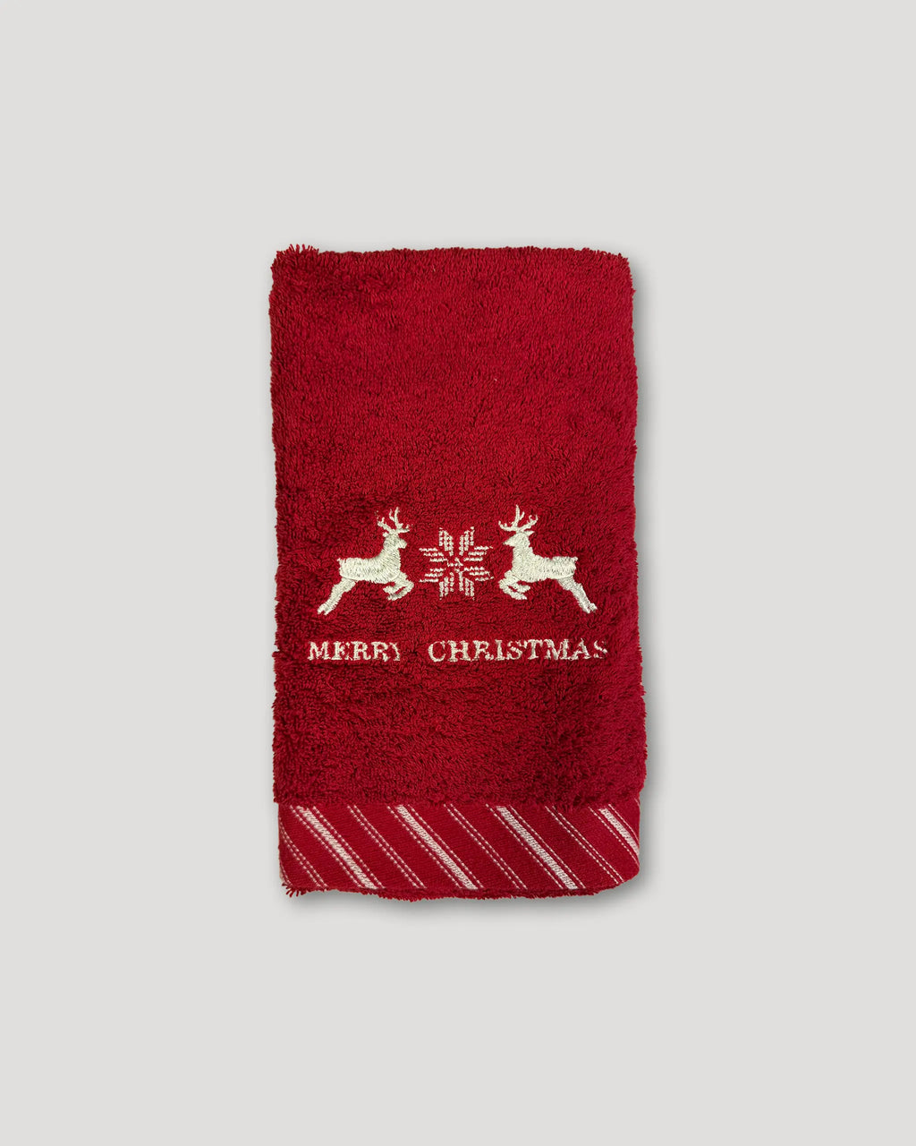 Weihnachtshandtücher – 2er-Set, rot mit Rentier-Stick