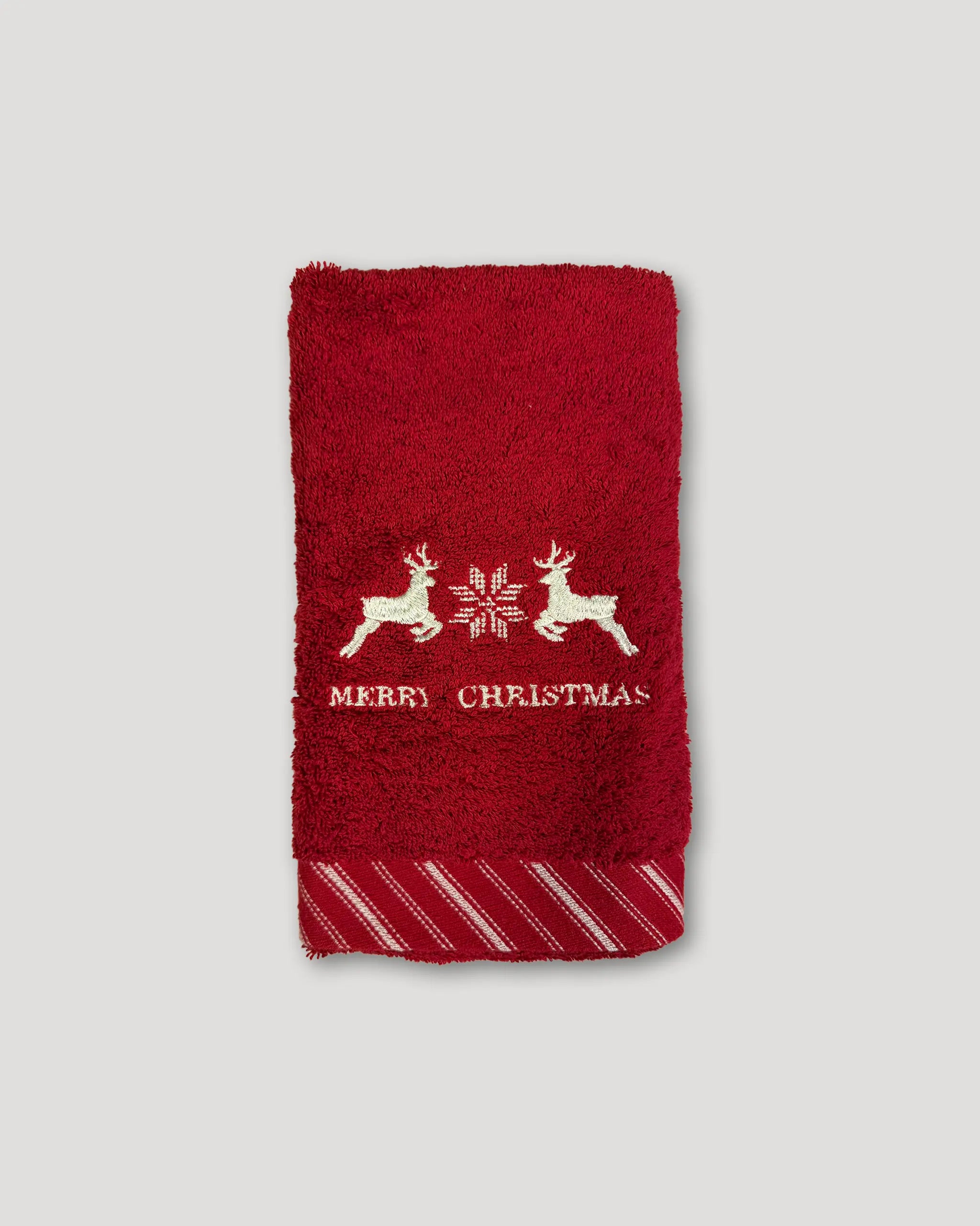 Weihnachtshandtücher – 2er-Set, rot mit Rentier-Stick