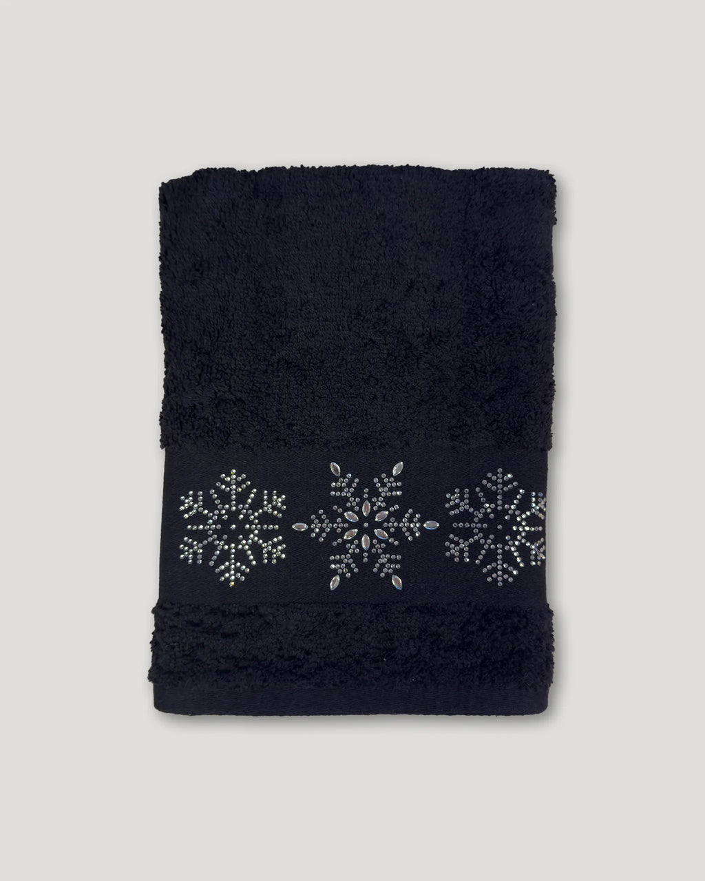 Weihnachtshandtuch – 2er-Set Schneeflocken schwarz