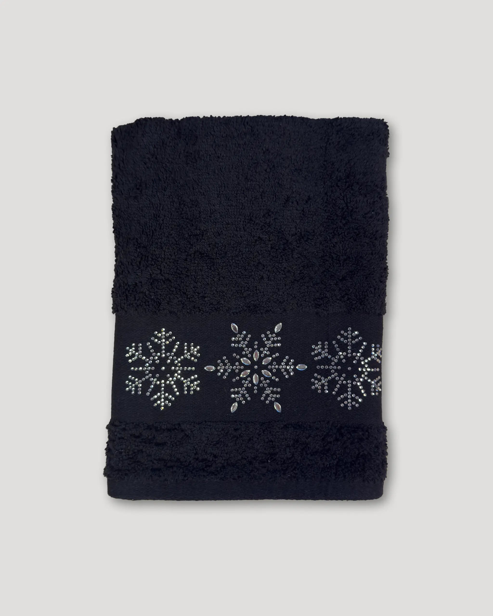 Weihnachtshandtuch – 2er-Set Schneeflocken schwarz