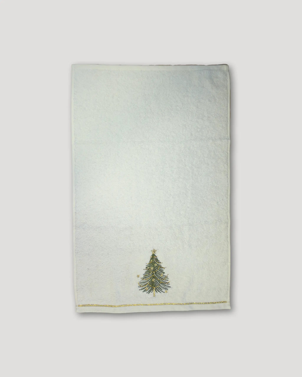 Weihnachtshandtuch – 2er-Set, weisses Handtuch mit elegant verziertem Tannenbaum