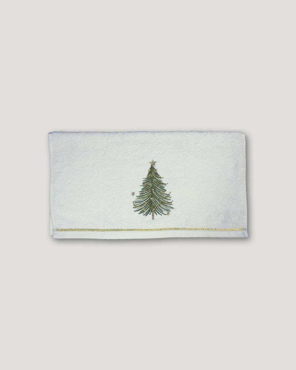 Weihnachtshandtuch – 2er-Set, weisses Handtuch mit elegant verziertem Tannenbaum