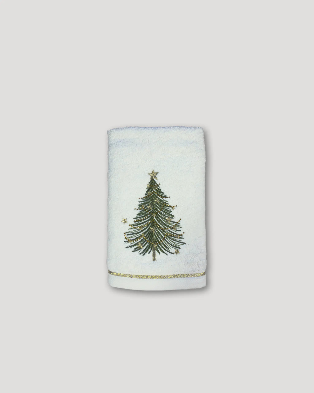 Weihnachtshandtuch – 2er-Set, weisses Handtuch mit elegant verziertem Tannenbaum