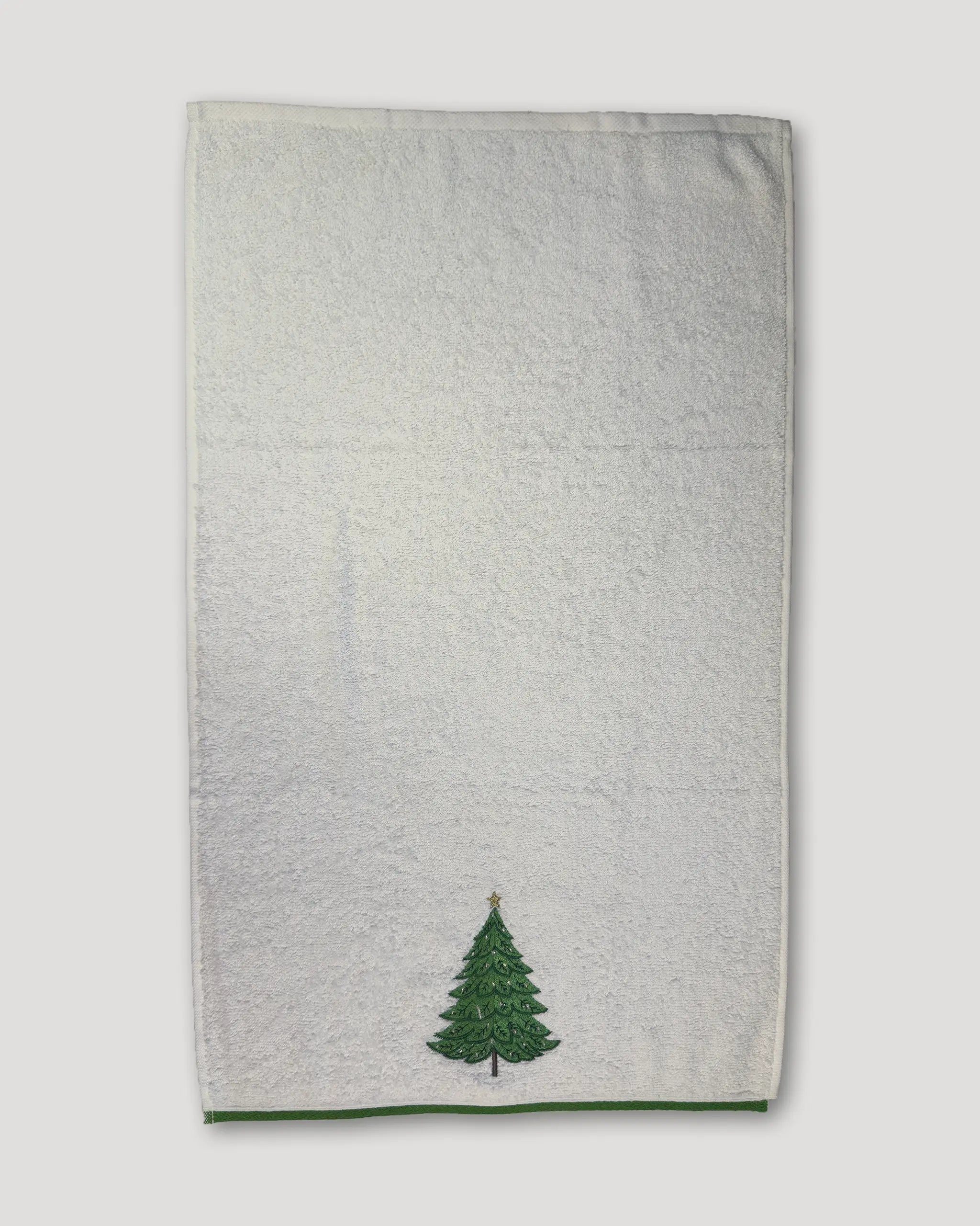 Weihnachtshandtuch – 2er-Set, weiss mit Tannenbaum-Stick