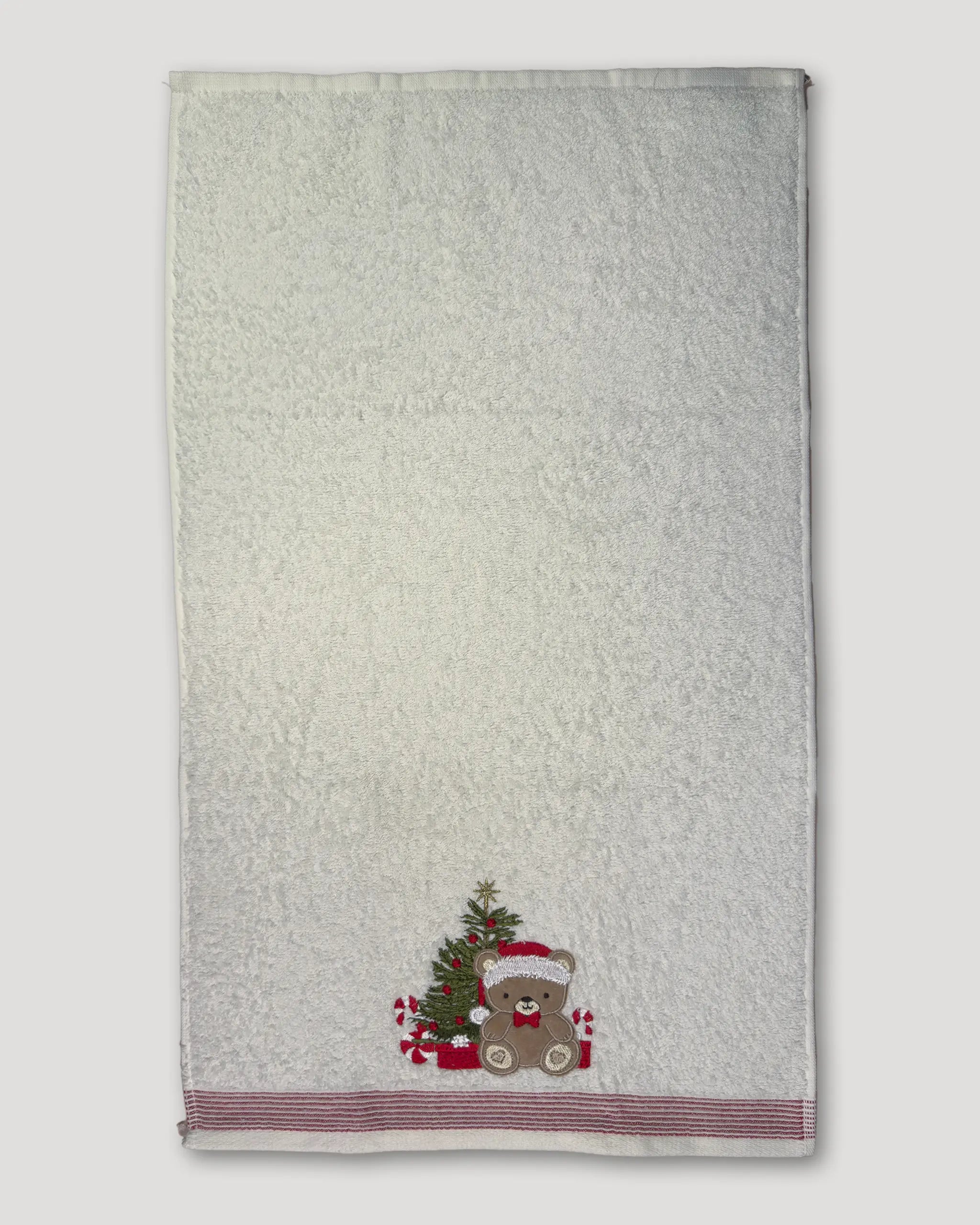 Weihnachtshandtücher – 2er-Set, weiss mit Teddy- und Tannenbaum-Motiv