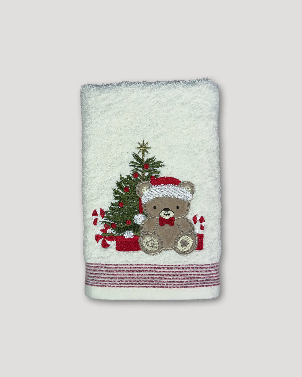 Weihnachtshandtücher – 2er-Set, weiss mit Teddy- und Tannenbaum-Motiv