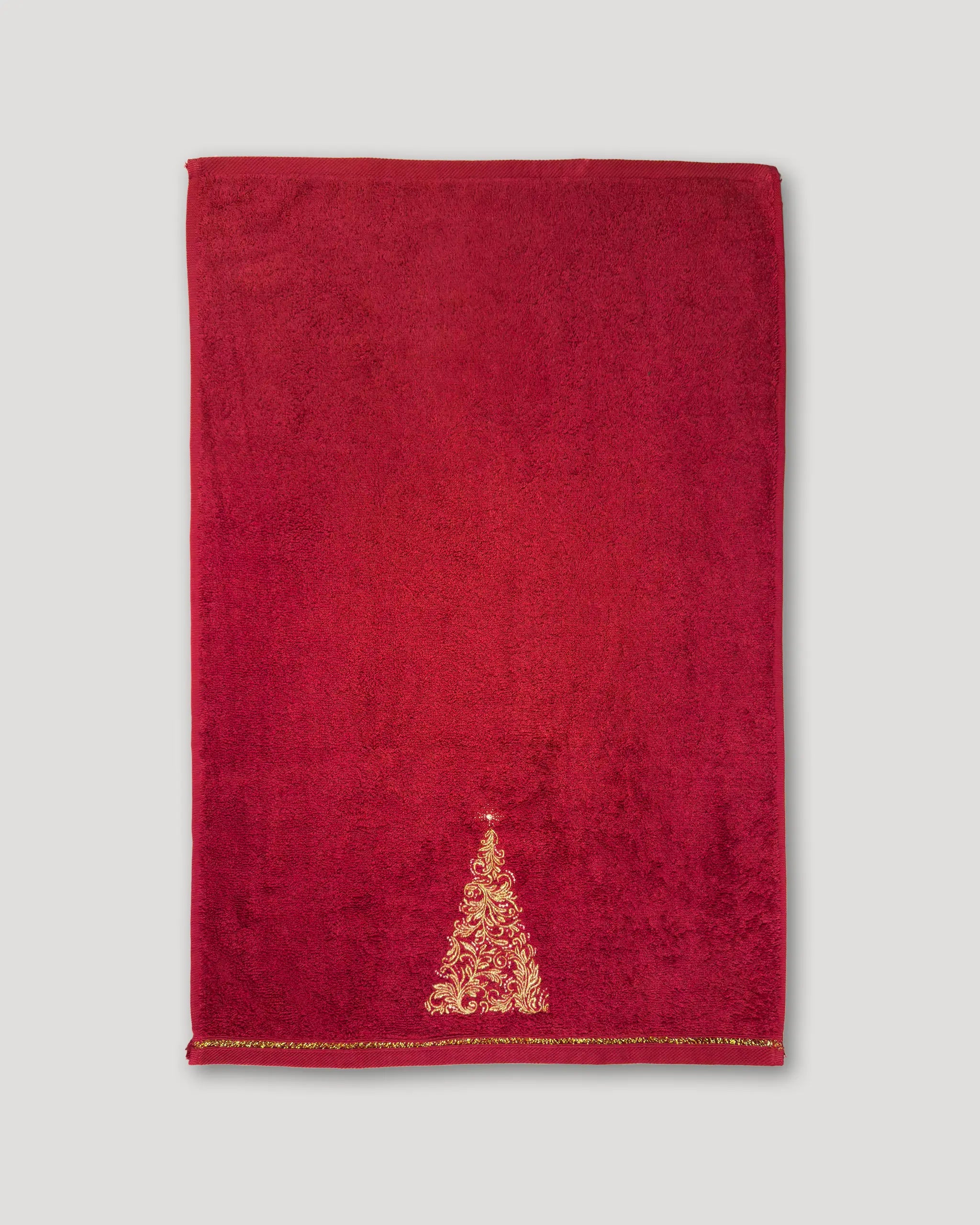 Weihnachtshandtücher – 2er-Set, rot mit goldenem Stick