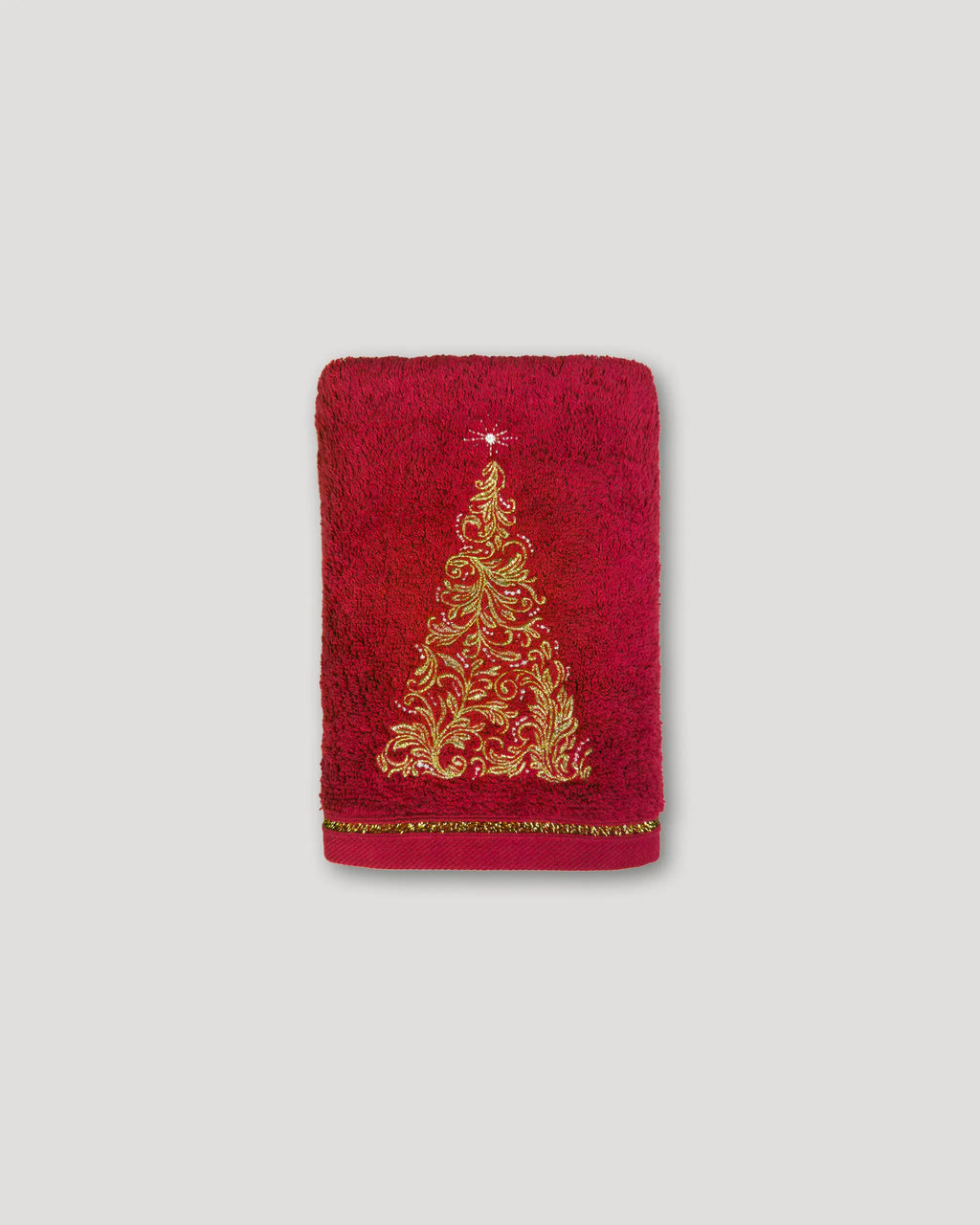 Weihnachtshandtücher – 2er-Set, rot mit goldenem Stick