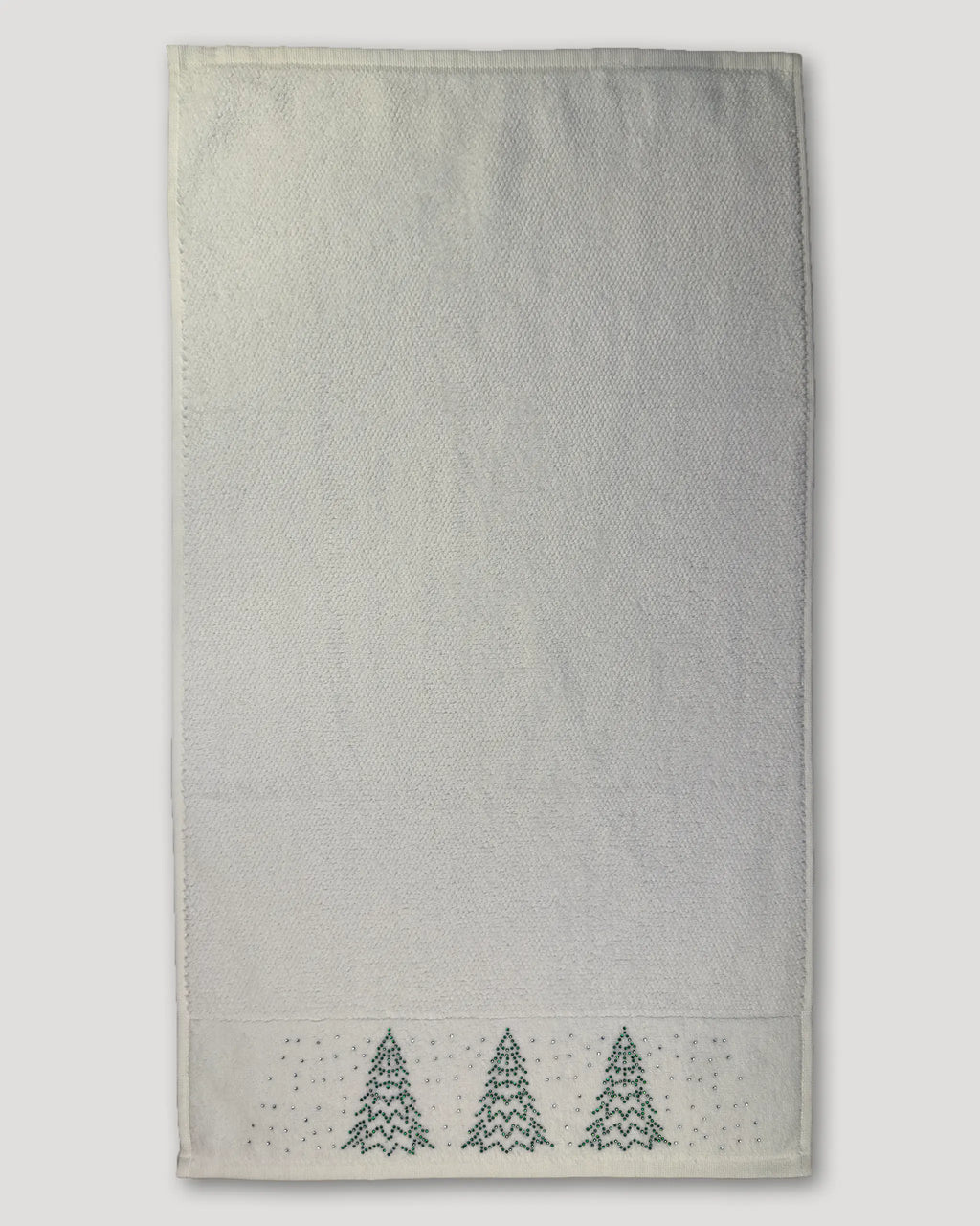 Weihnachtshandtuch – 2er-Set, Tannenbäume aus Strasssteinen, weiss
