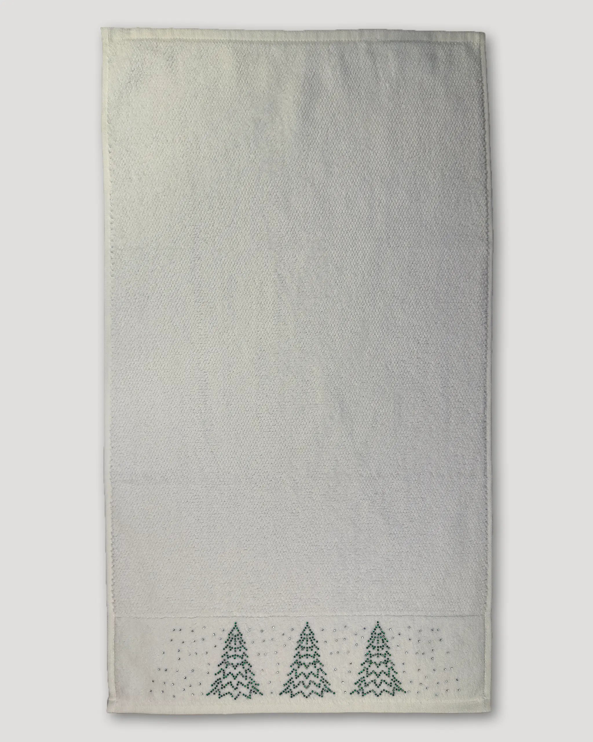 Weihnachtshandtuch – 2er-Set, Tannenbäume aus Strasssteinen, weiss