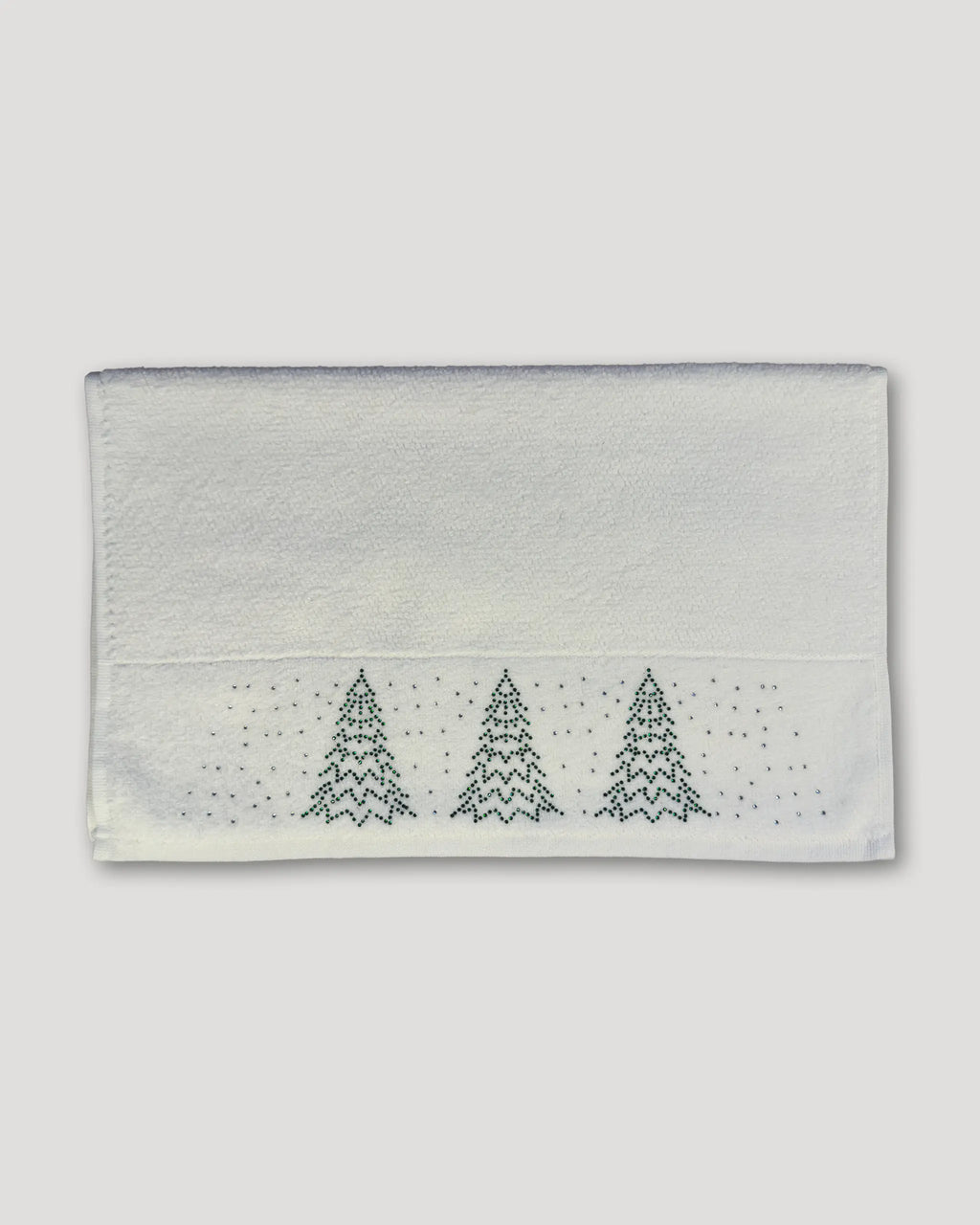 Weihnachtshandtuch – 2er-Set, Tannenbäume aus Strasssteinen, weiss