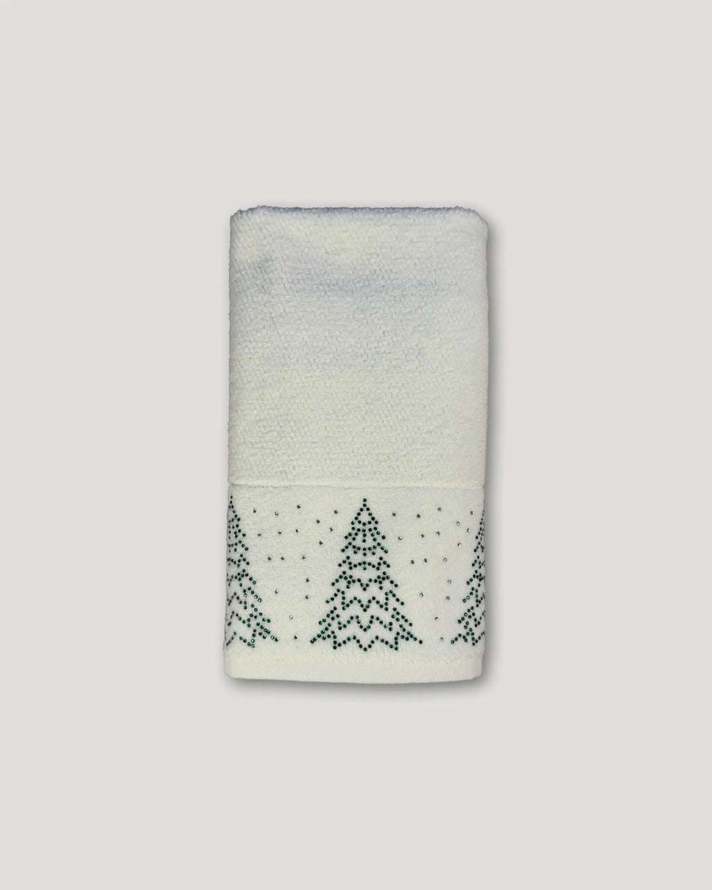 Weihnachtshandtuch – 2er-Set, Tannenbäume aus Strasssteinen, weiss