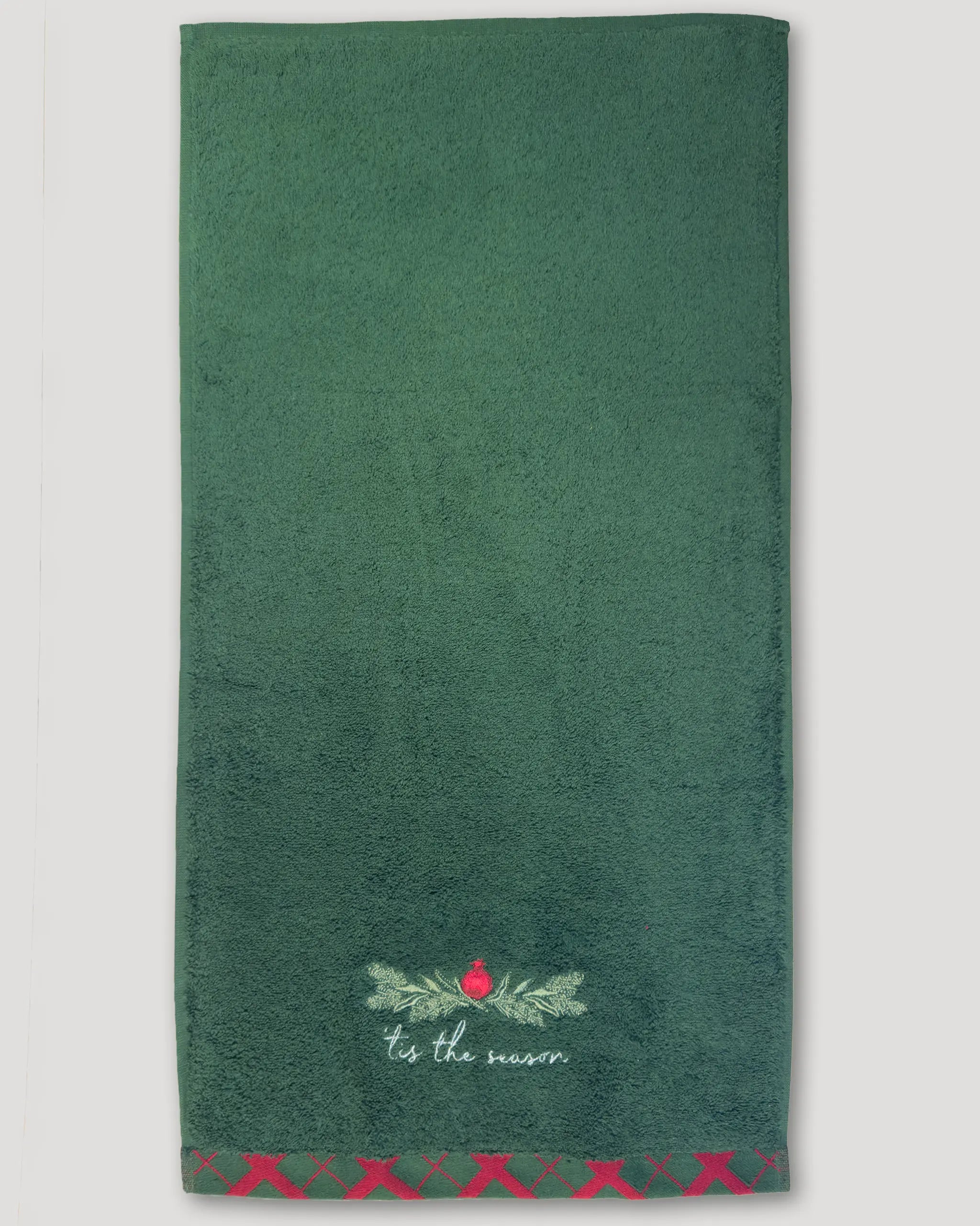 Weihnachtshandtuch – 2er-Set, It's the Season, dunkelgrün