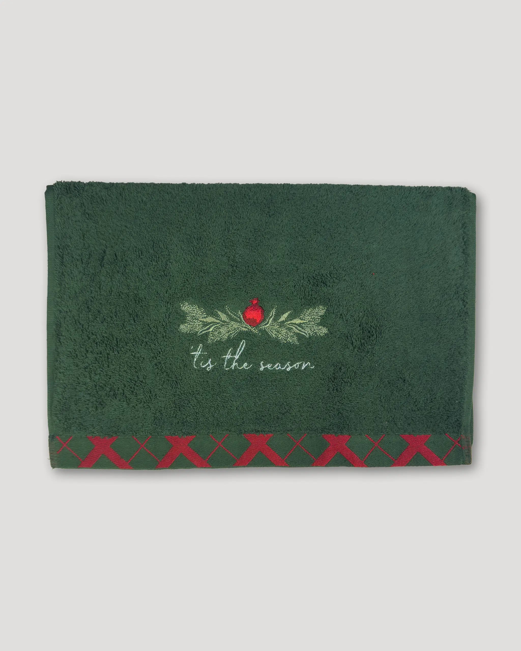 Weihnachtshandtuch – 2er-Set, It's the Season, dunkelgrün