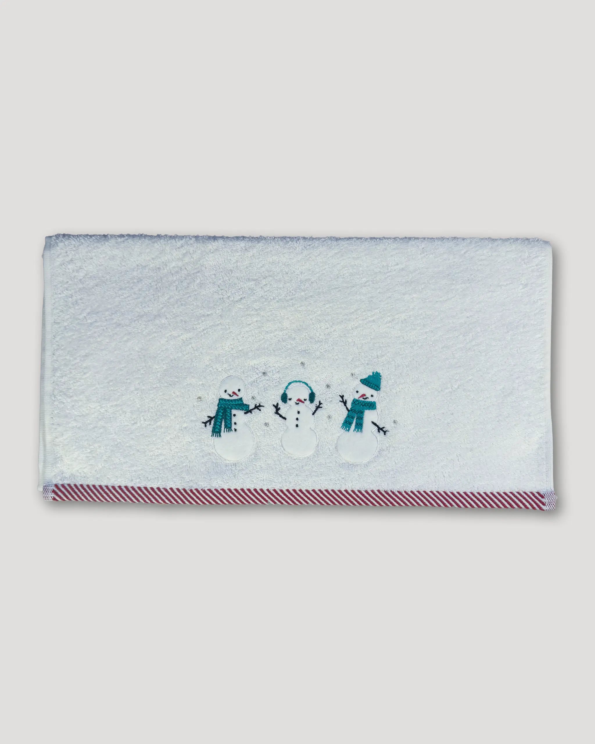 Weihnachtshandtuch – 2er-Set, Schneemänner, weiss